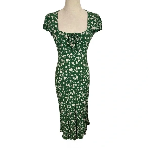 Rouje Ines Midi Dress in Green Floral size 36/US4